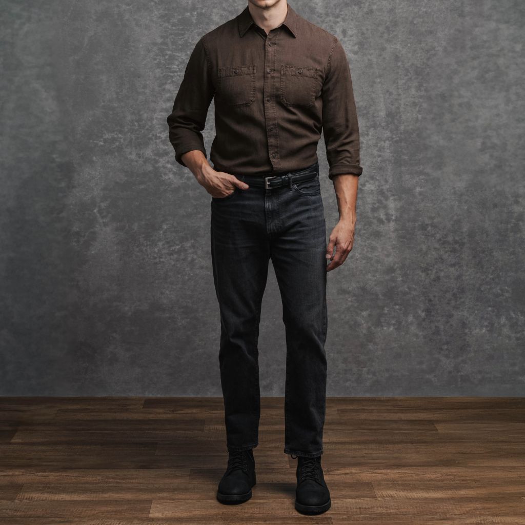 Chambray Workshirt | Brown - Image 8
