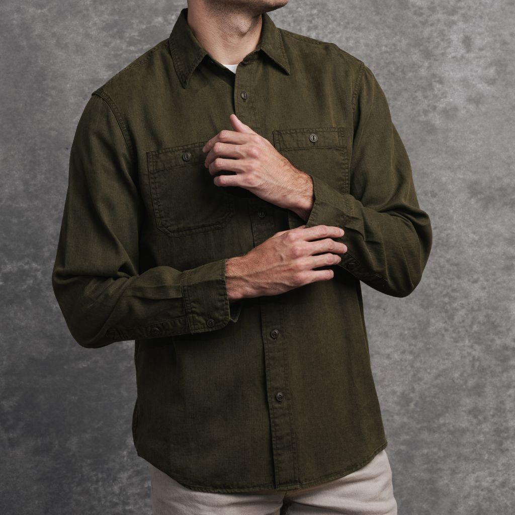 Chambray Workshirt | Olive - Image 6