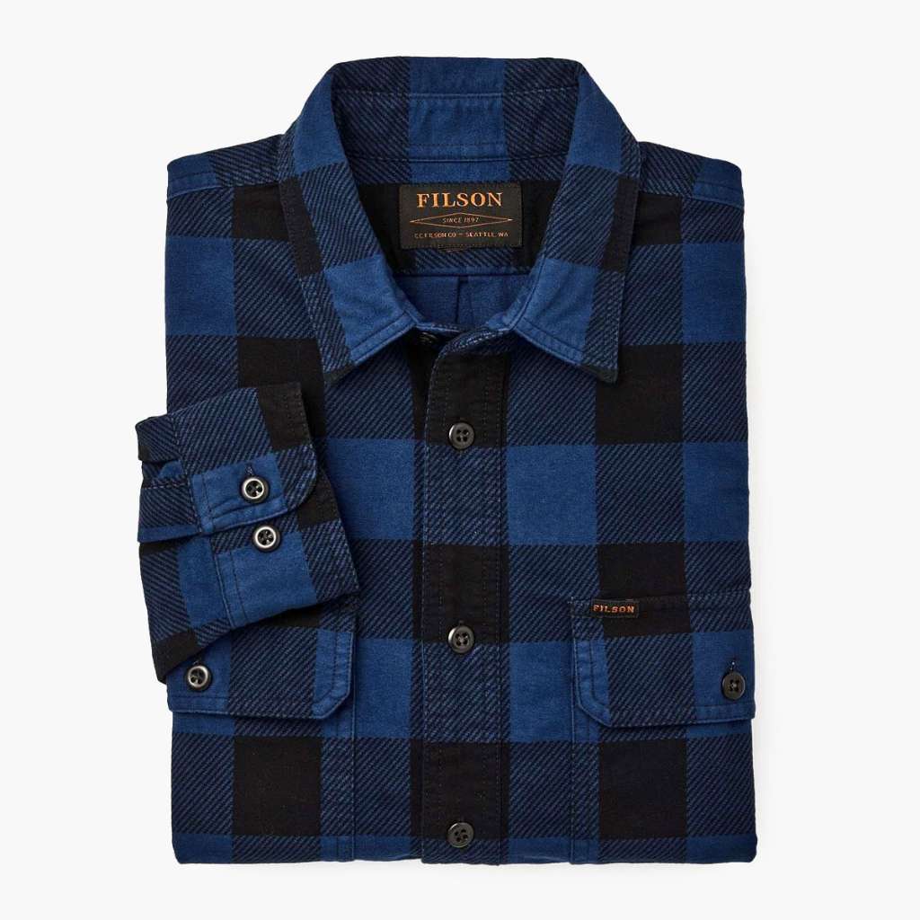 Filson Field Flannel Shirt | Cobalt Blue Black - Image 3