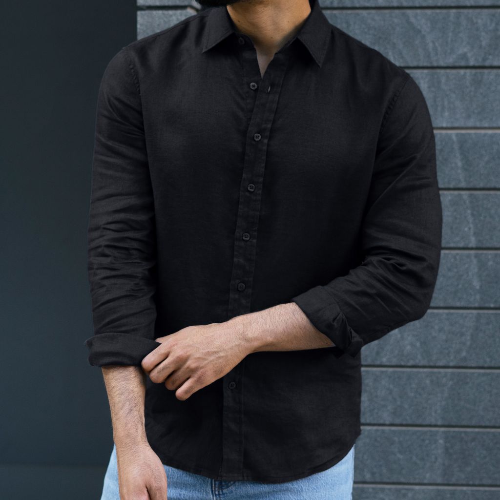 Linen Shirt | Black - Image 6