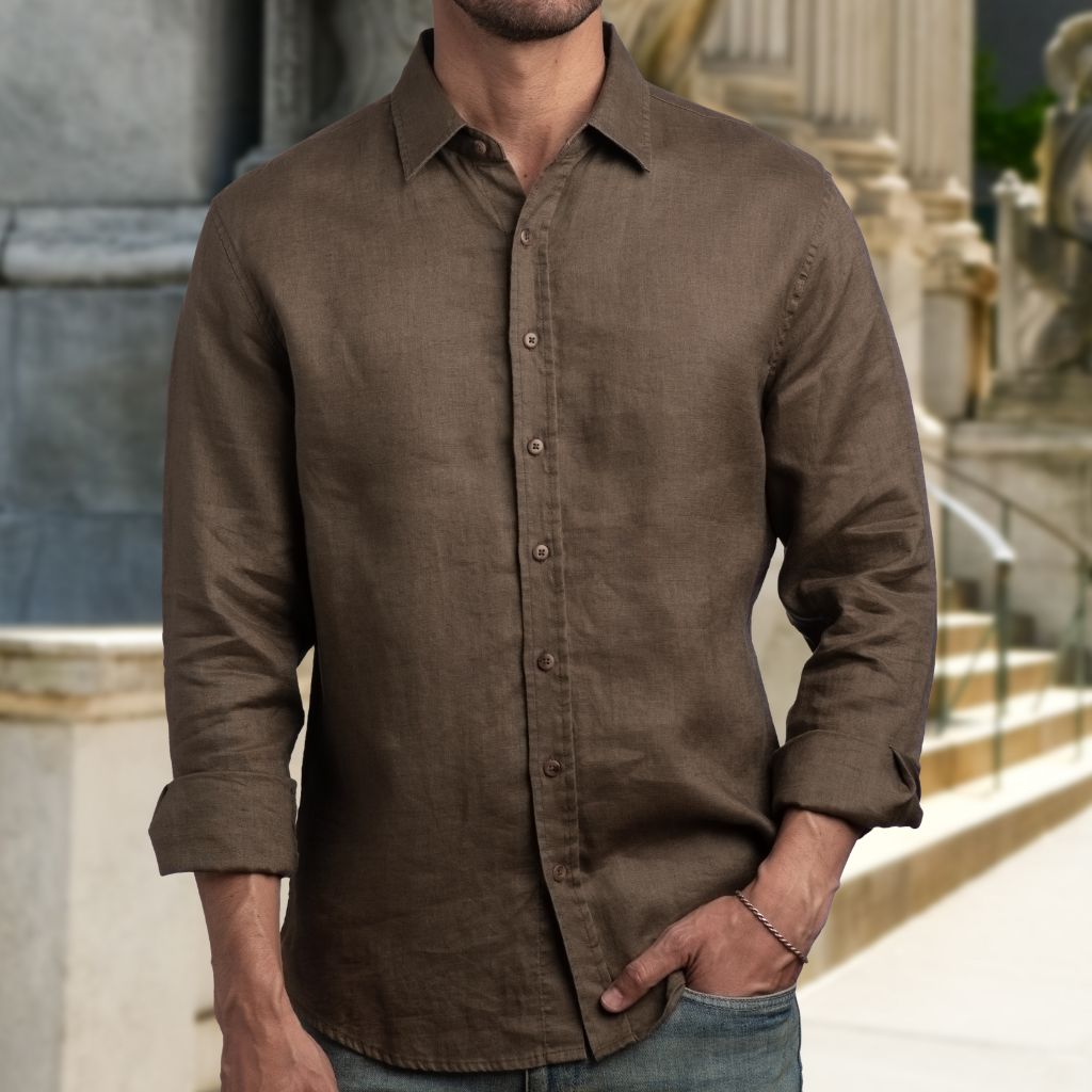 Linen Shirt | Brown - Image 6