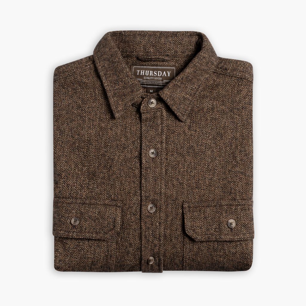 Summit Flannel Shirt | Brown Herringbone - Image 3
