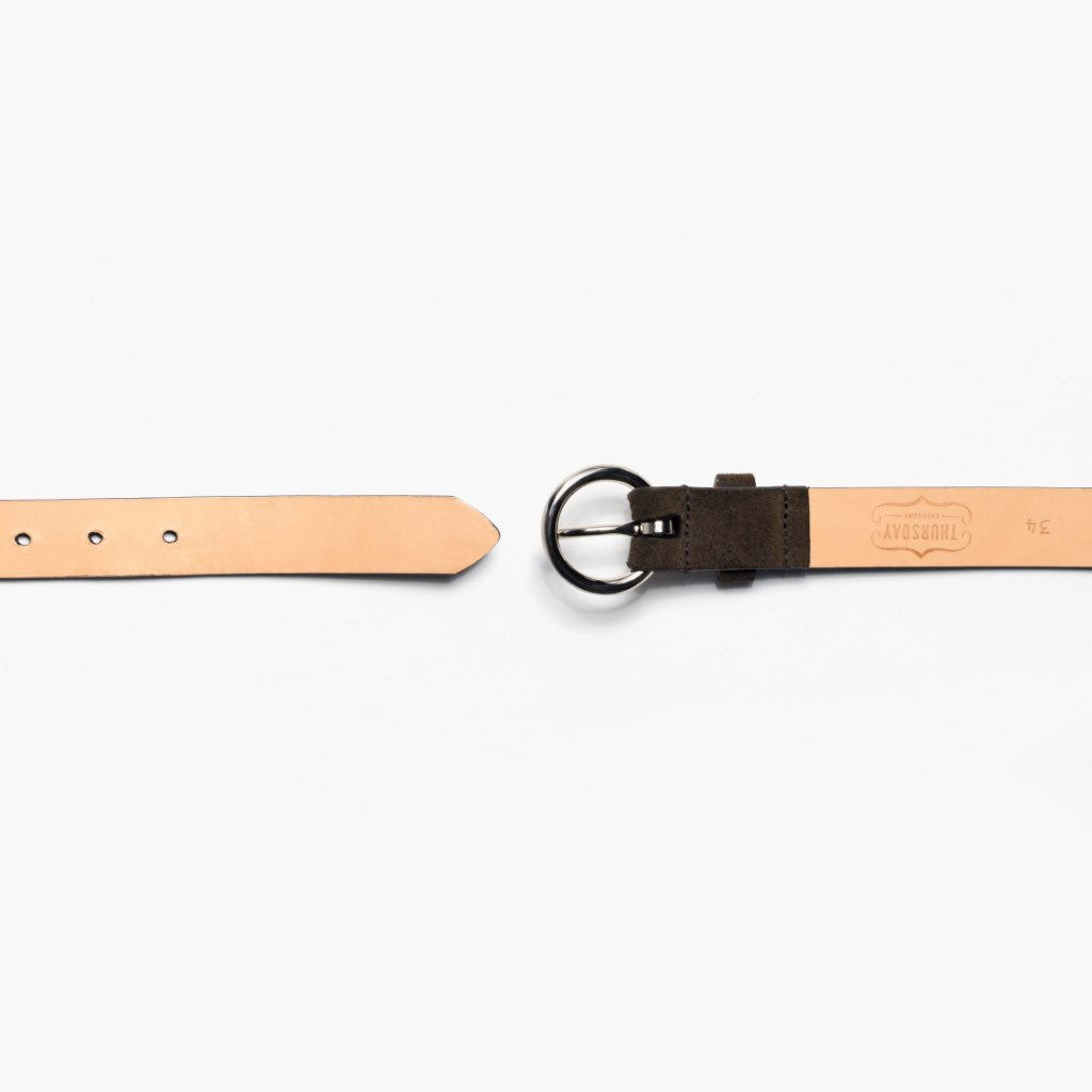 Women's Circle Leather Belt | Dark Olive Suede - Image 3