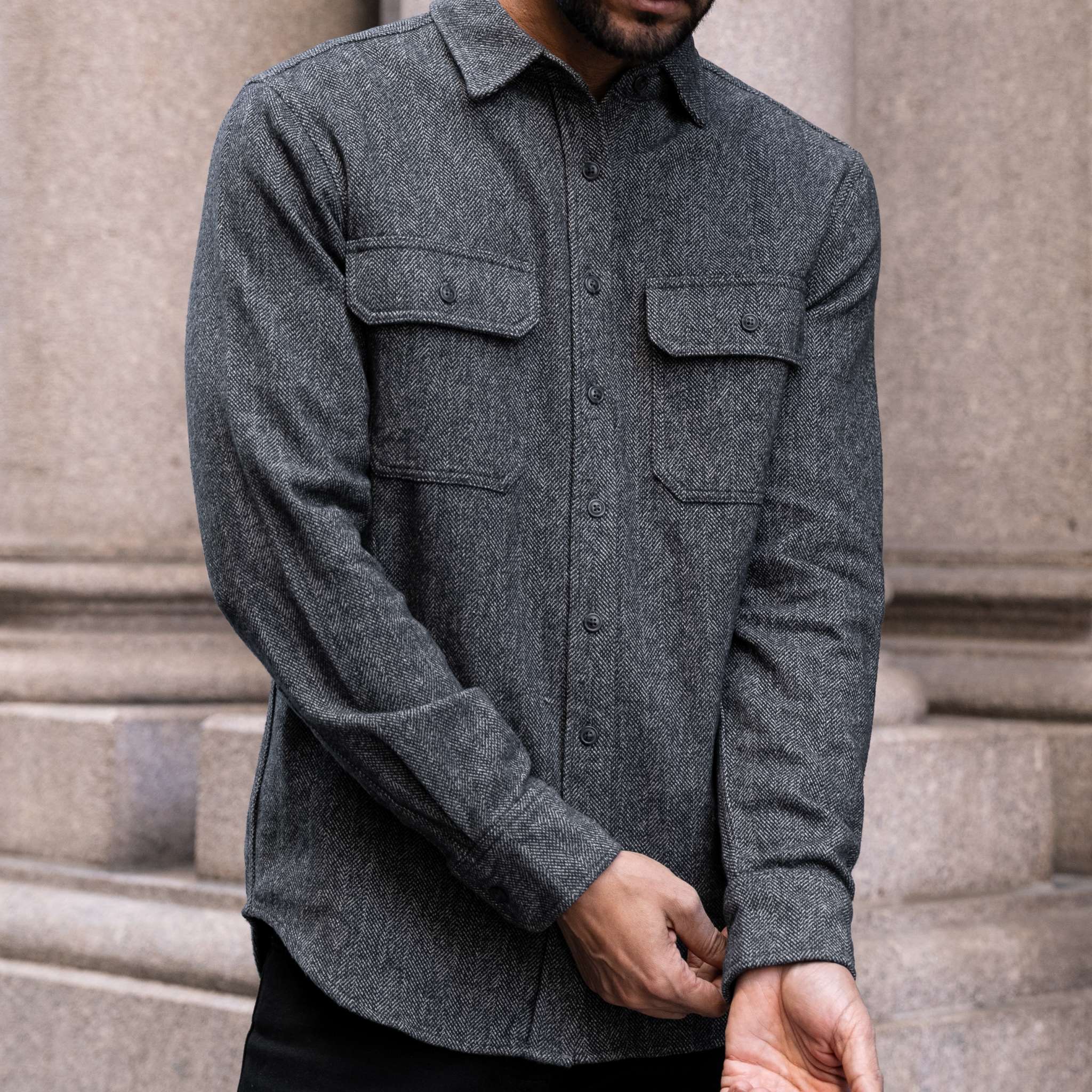 Summit Flannel Shirt | Blue Herringbone - Image 6