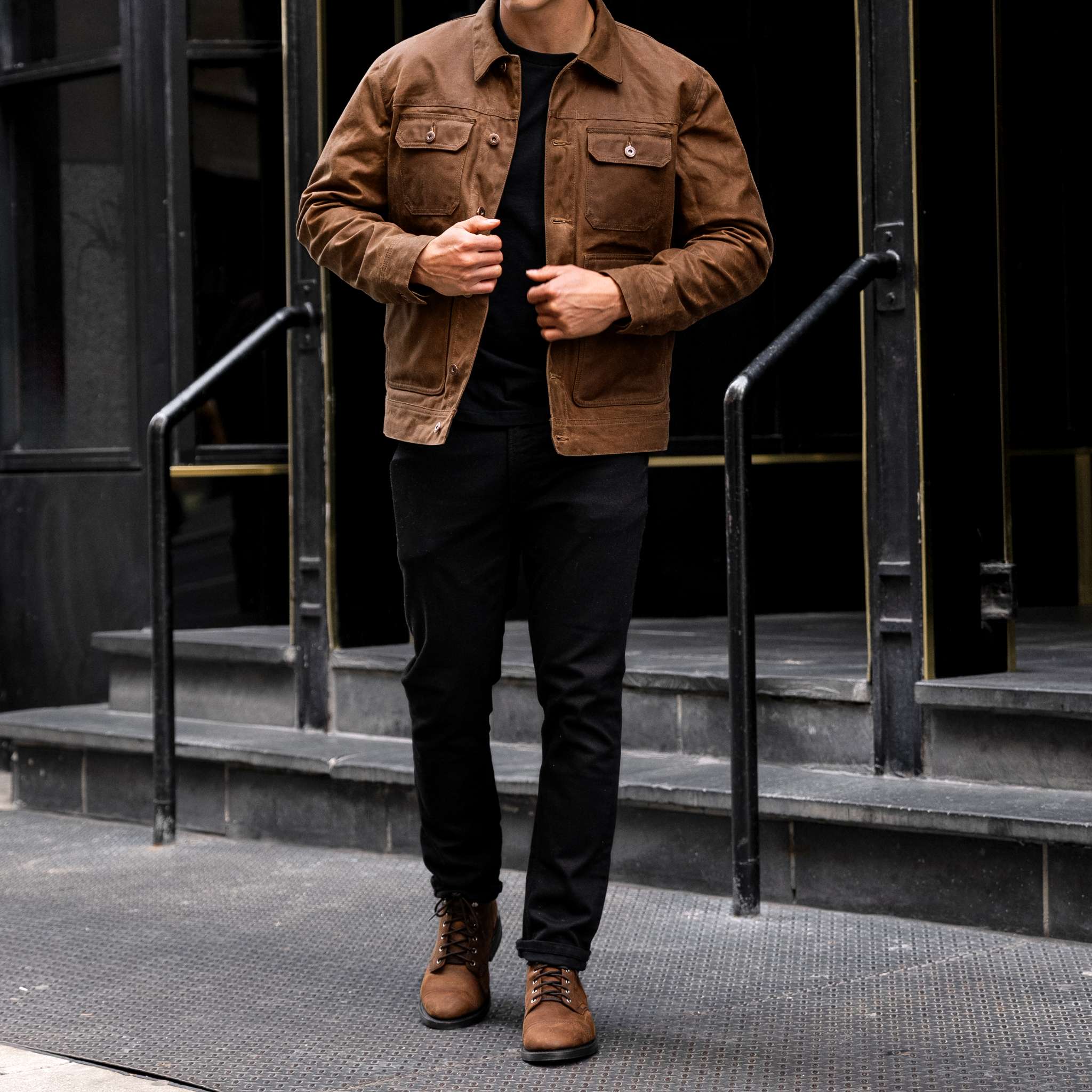 Waxed Trucker Jacket | Coyote - Image 3