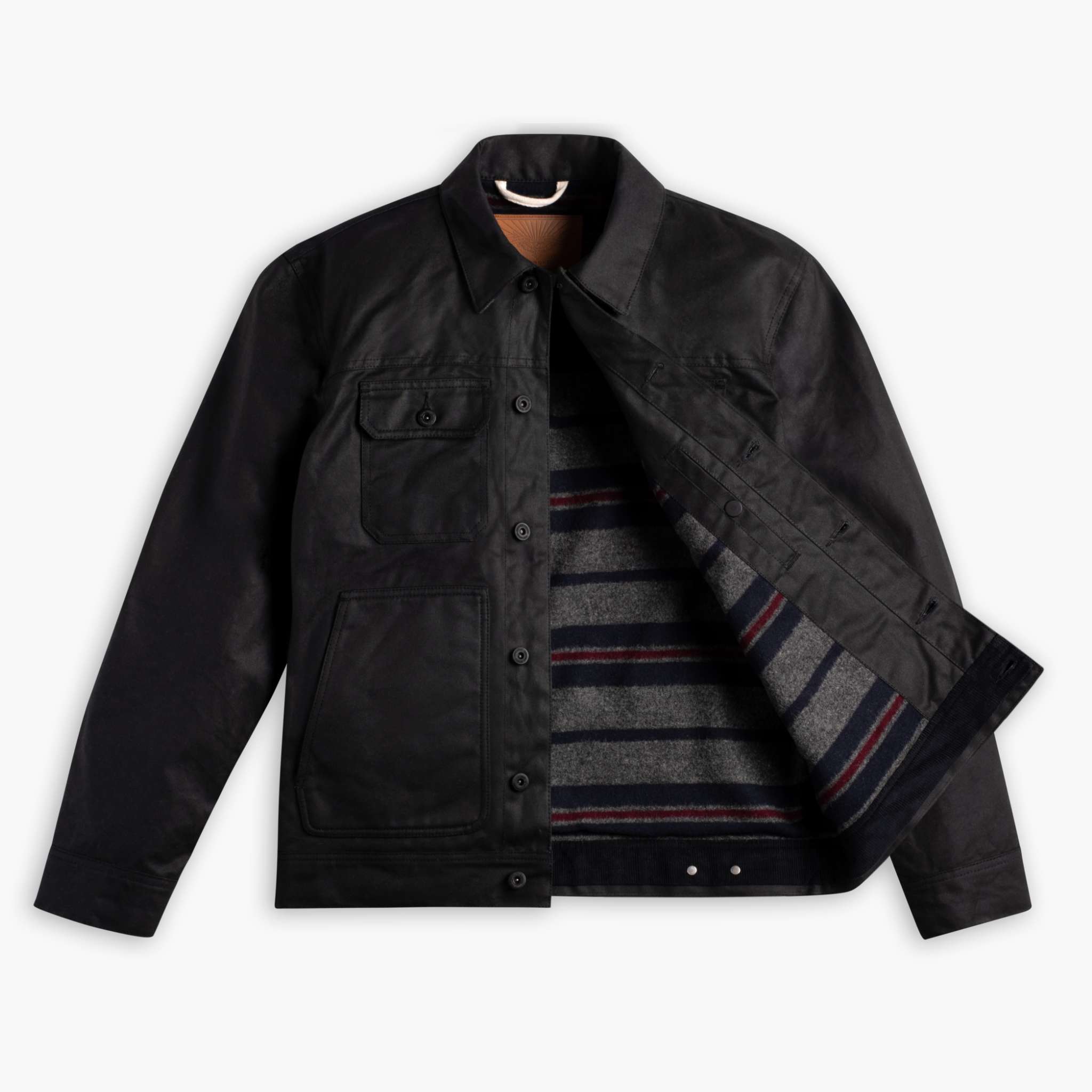 Waxed Trucker Jacket | Black - Image 5